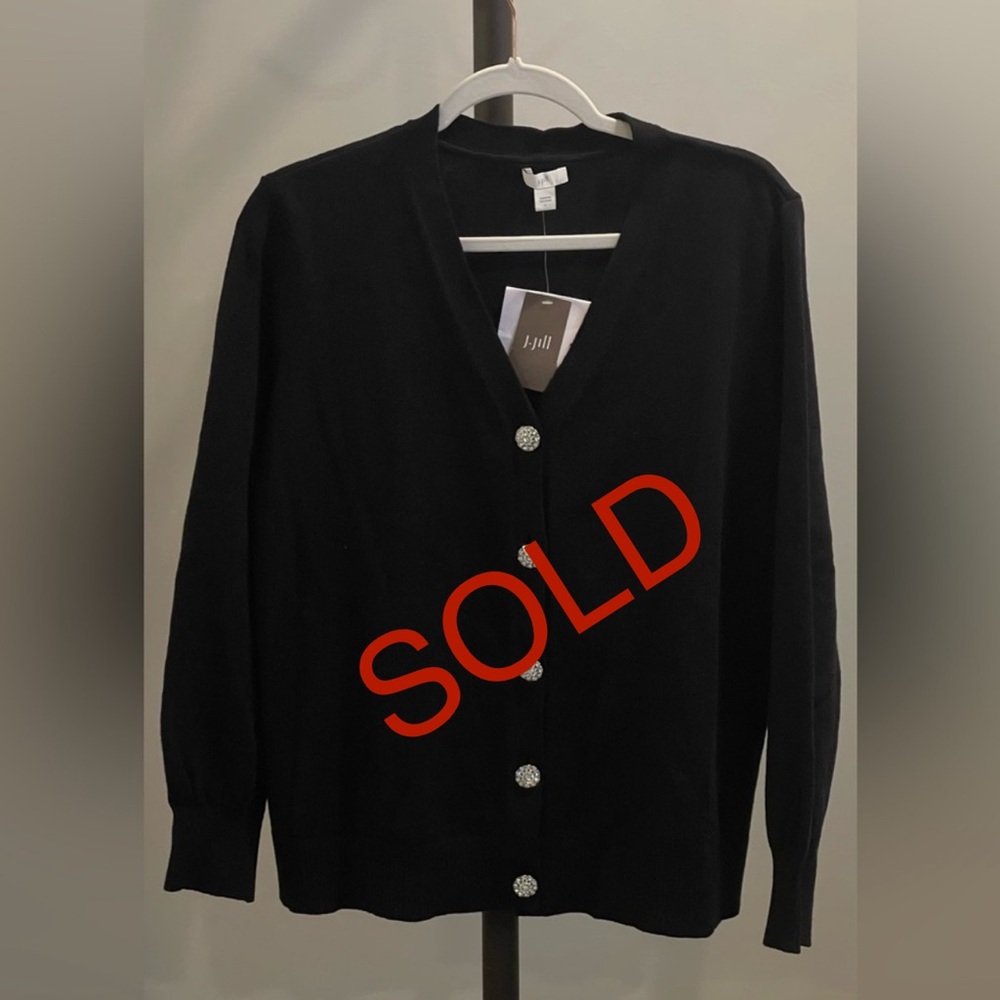 J. Jill Black Cardigan with Crystal Accents